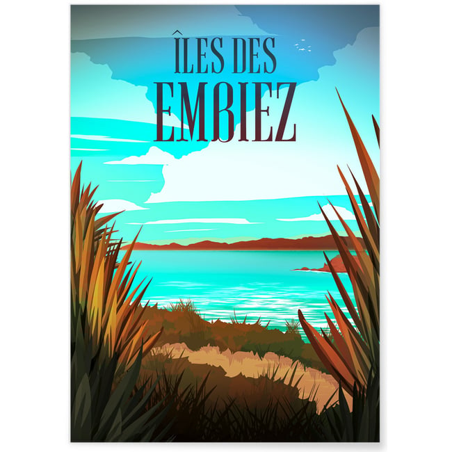 Affiche Îles des Embiez Couleur blanc <span itemprop=