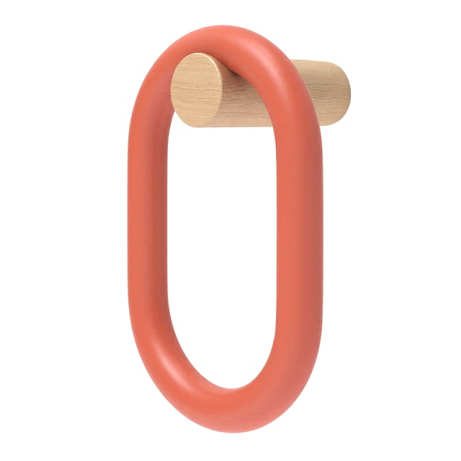 Patère en frêne avec anneau coloré, FERNAND Couleur corail épicé <span itemprop=