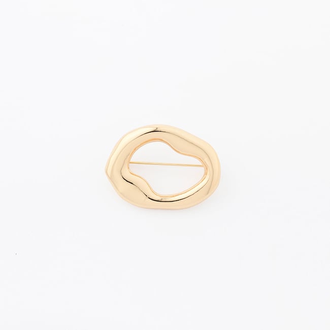 Broche ovale irrégulière - Collection Recyclée doré <span itemprop=