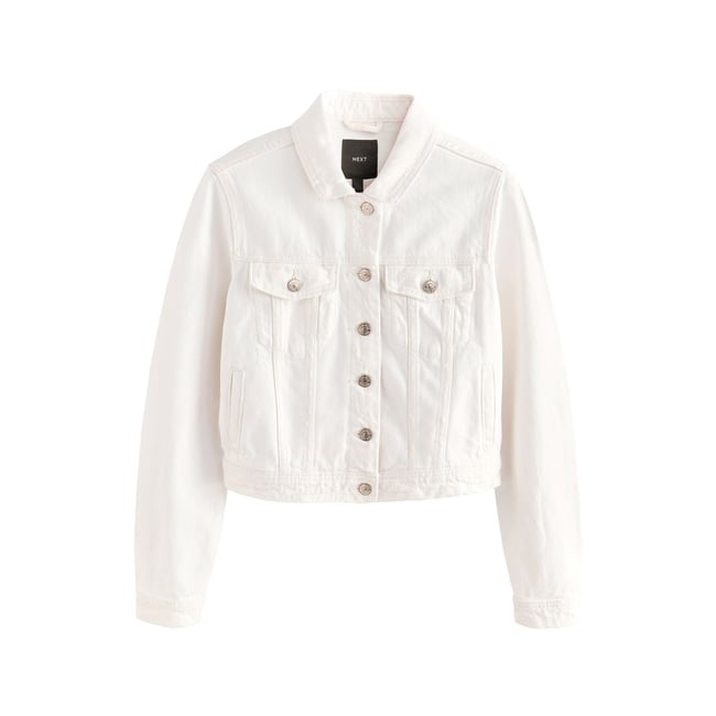 Veste camionneur ajustée en jean 100 % coton blanc <span itemprop=