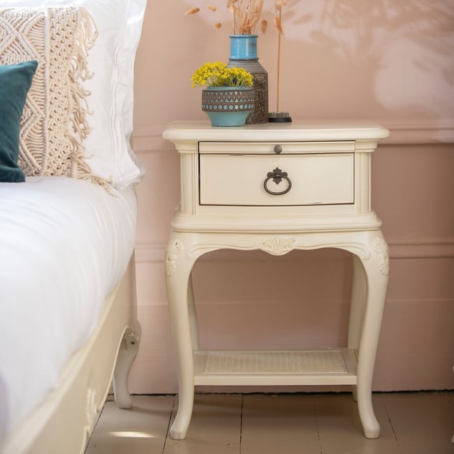 Ivory French-Vintage 1 Drawer Bedside Chest, ivory, WILLIS & GAMBIER