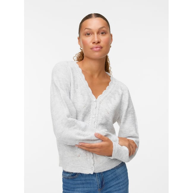 Gilet col V gris clair <span itemprop=