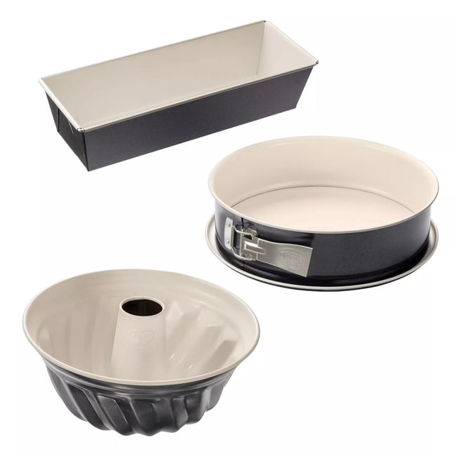 Set de 3 moules à pâtisserie BACK-TREND gris,blanc <span itemprop=