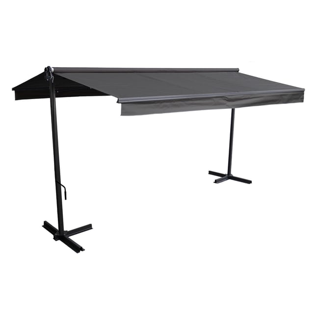 Store double pente sur pieds, 3,95x3m, FRENE gris anthracite <span itemprop=