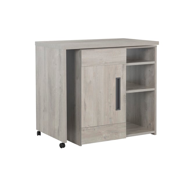 Bar pivotant avec roulettes et étagères Couleur gris <span itemprop=