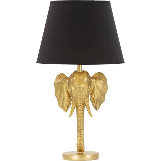 Lampe à poser éléphant socle en fer GLAM Couleur doré et noir <span itemprop=