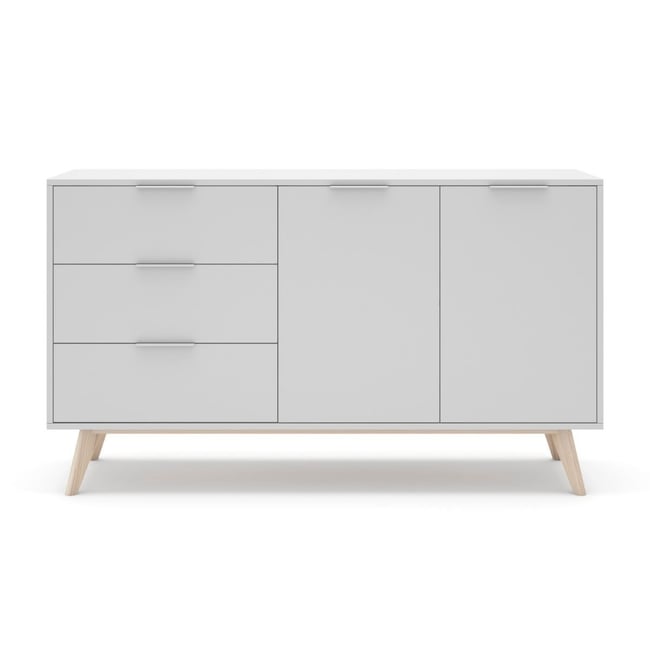 Buffet 2 portes, 3 tiroirs Campus - L140 cm Couleur blanc <span itemprop=