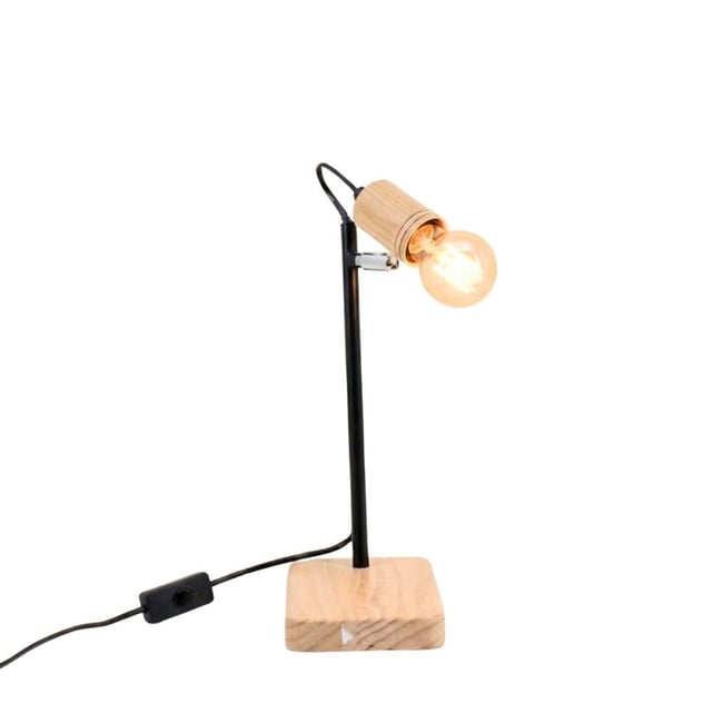Lampe de bureau en métal et bois 32cm Couleur noir <span itemprop=