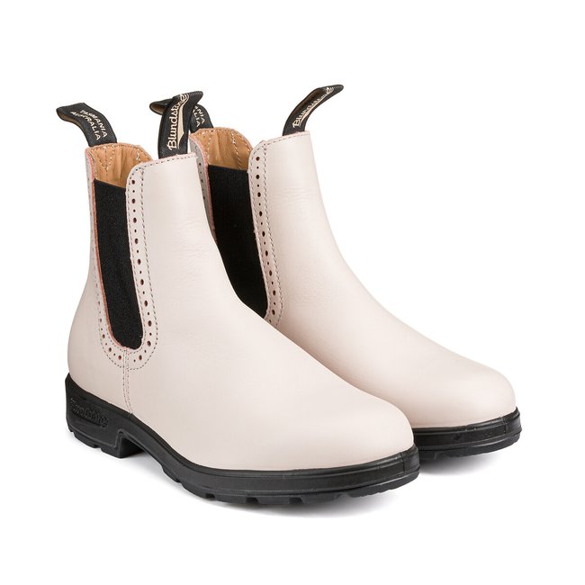 Boots chelsea montantes en cuir 2156 crème <span itemprop=