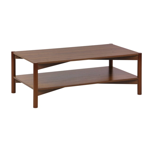 Table basse rectangulaire décor bois double plateau  HARMONY Couleur noyer <span itemprop=