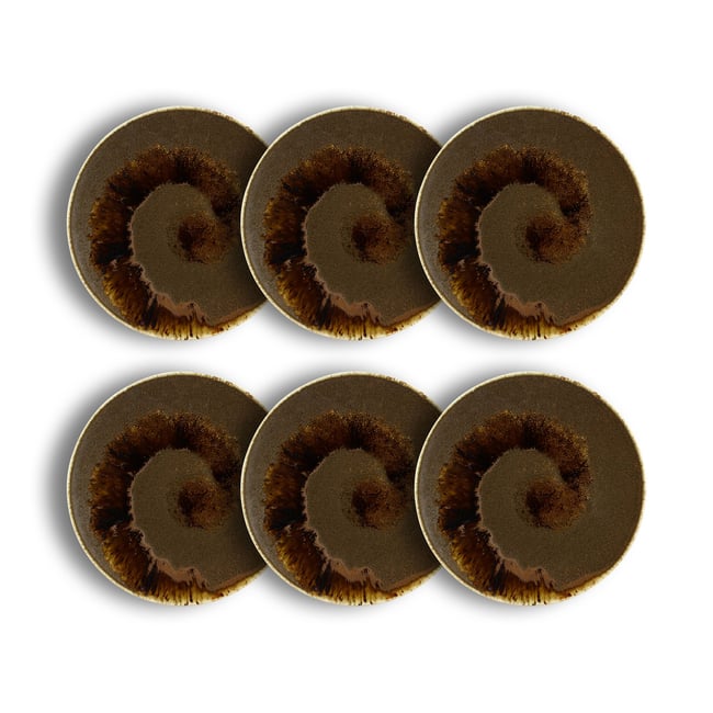 Lot de 6 assiettes plates en porcelaine 27cm, SATURNE Couleur marron <span itemprop=