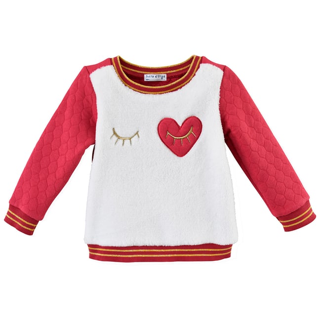 Sweat fillette look sportwear rose <span itemprop=