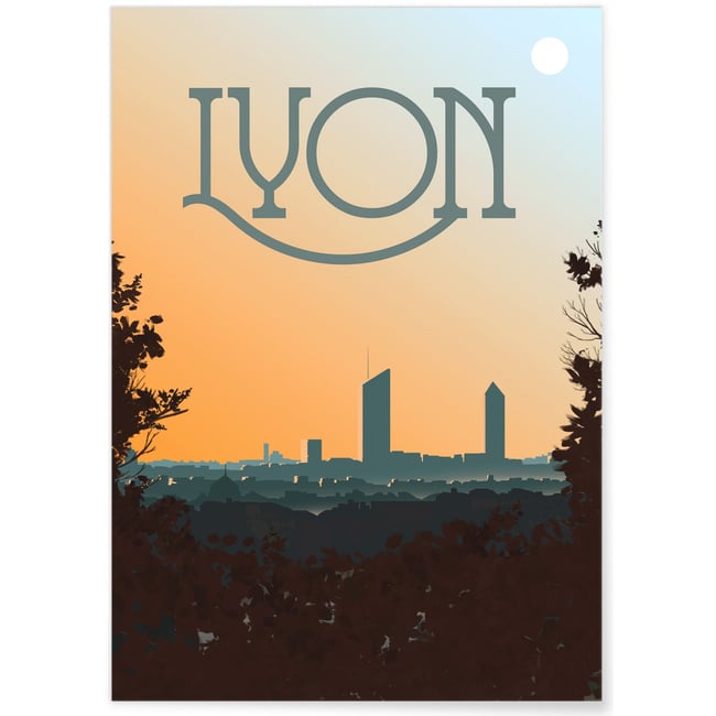 Affiche ville Lyon Couleur blanc <span itemprop=