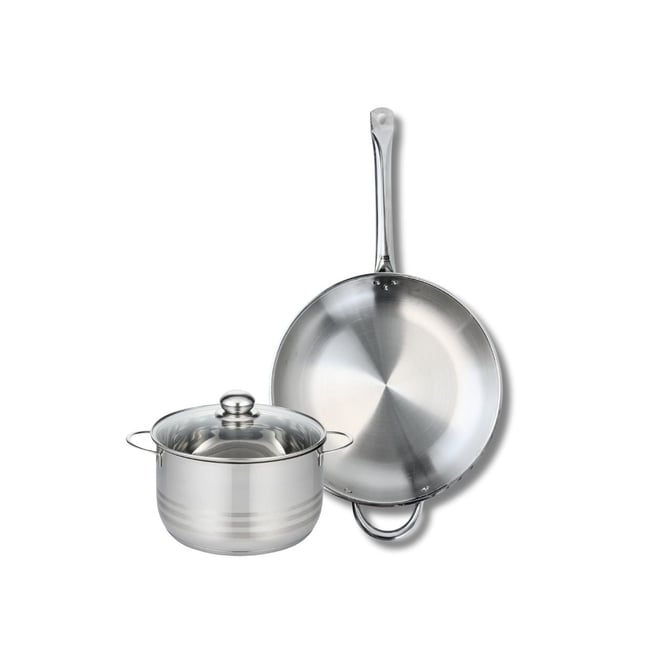 Batterie de cuisine 1 poêle 32cm + 1 faitout 20cm PROFI BRILLANT gris <span itemprop=