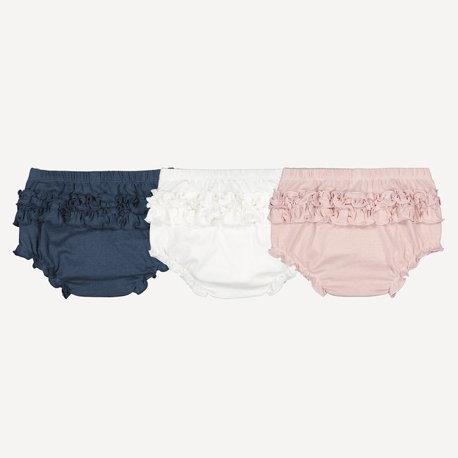 Lot de 3 culottes, volants au dos assortis <span itemprop=