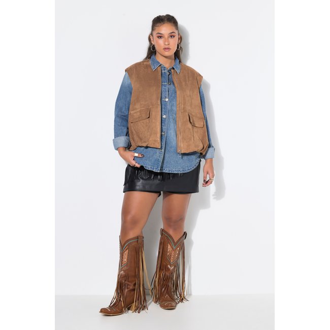 Gilet ballon ample avec ourlet élastique chameau <span itemprop=
