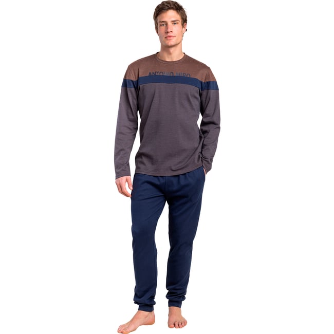 Pyjama pantalon top manches longues Rayas Dapper Antonio Miro marron <span itemprop=