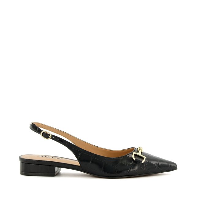 Escarpins plats à bride arrière et mors - HOPEFUL noir cuir <span itemprop=