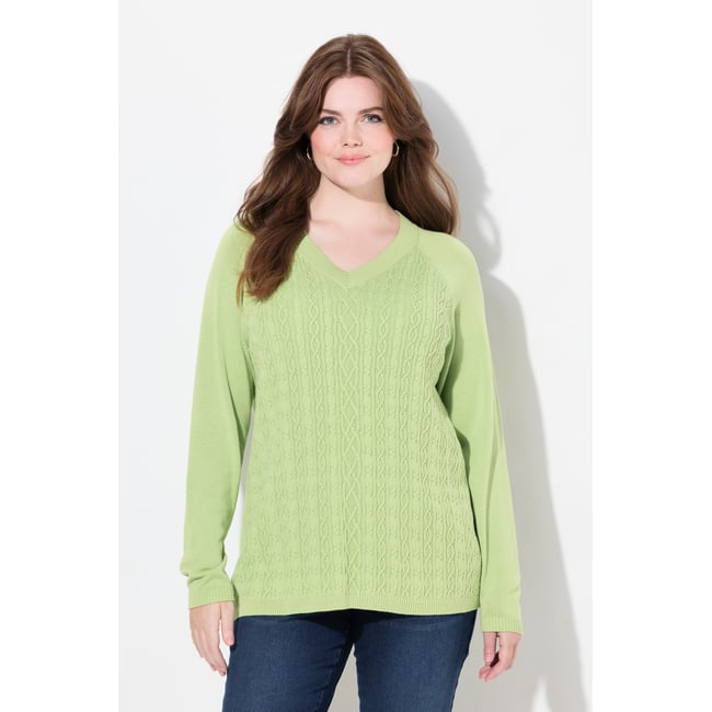 Pull motif torsadé vert citron <span itemprop=