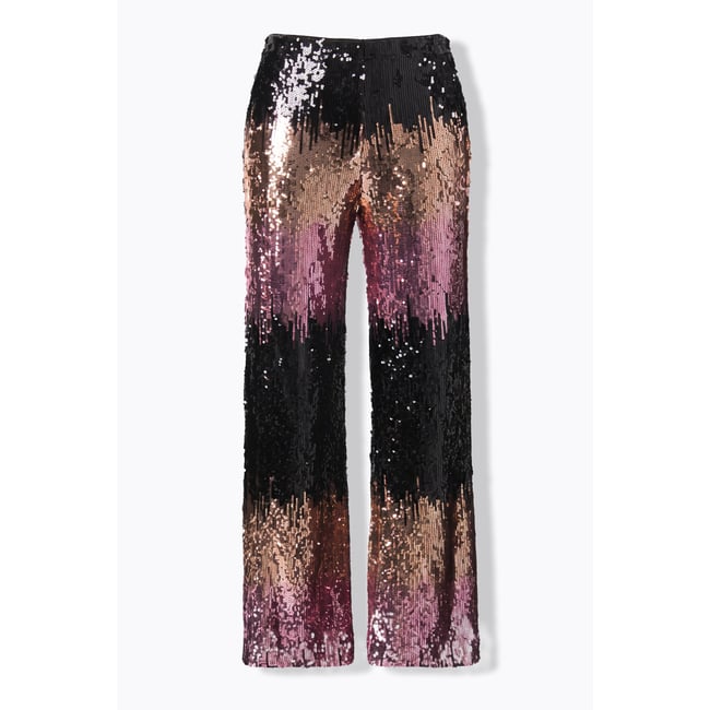 Pantalon pailleté Mary, jambe large noir <span itemprop=