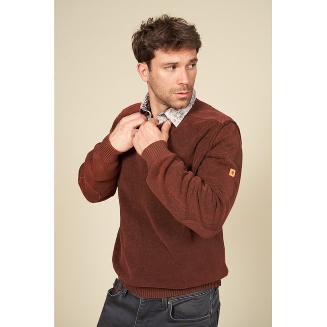 Pull col rond empiècements tissés - MCS