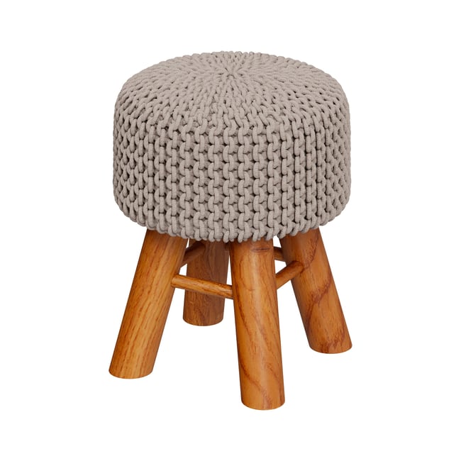 Petit tabouret tricot - LISA Couleur gris clair <span itemprop=