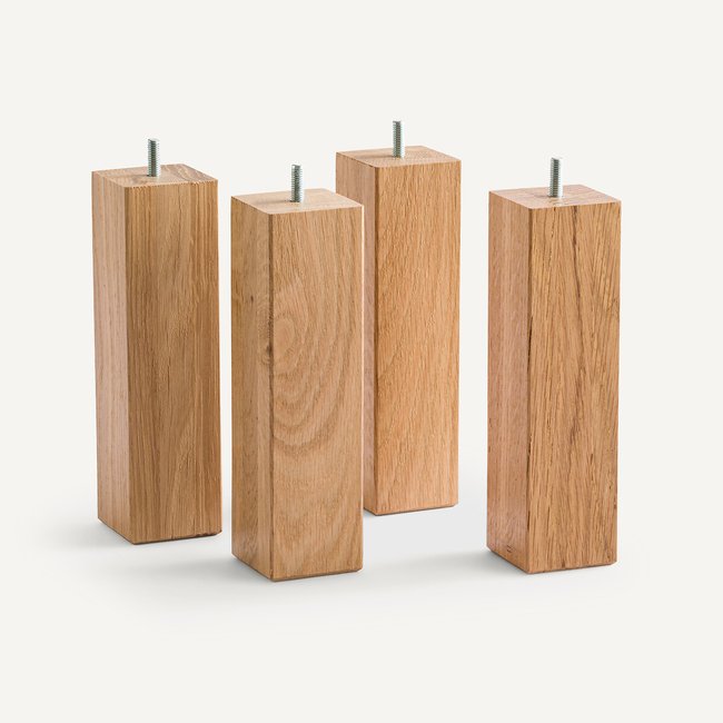 Lot de 4 pieds de sommier carrés, Haquin Couleur chêne <span itemprop=
