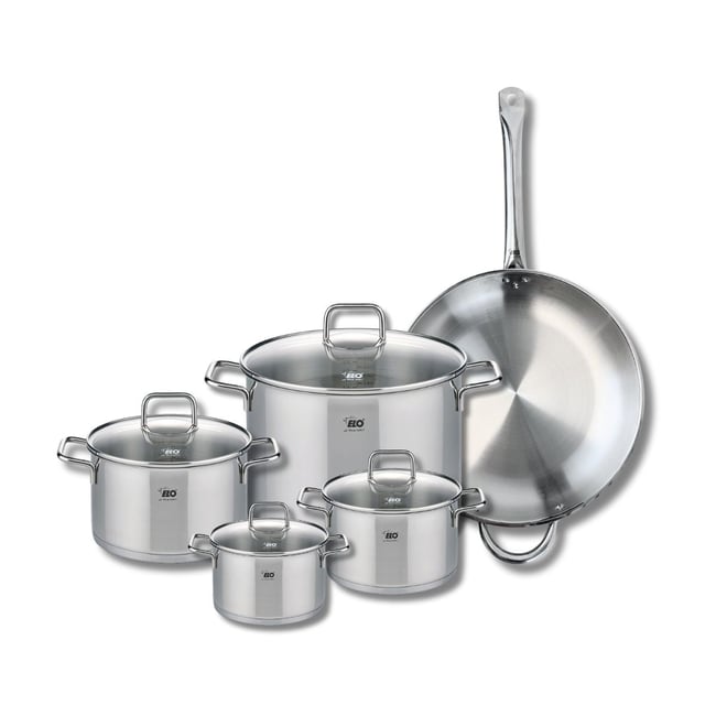 Batterie 1 poêle 32cm + 4 faitouts 14/16/20/26cm PROFI CITRIN gris <span itemprop=
