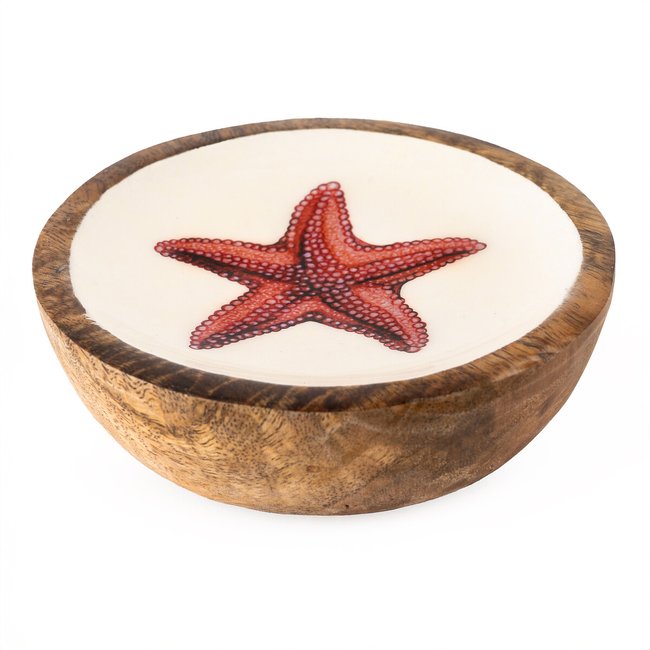 Small 'Starfish' Mango Wood Serving Bowl, red, SO'HOME