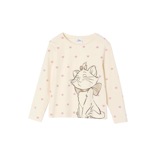 T-shirt manches longues Disney Marie les Aristochats écru <span itemprop=