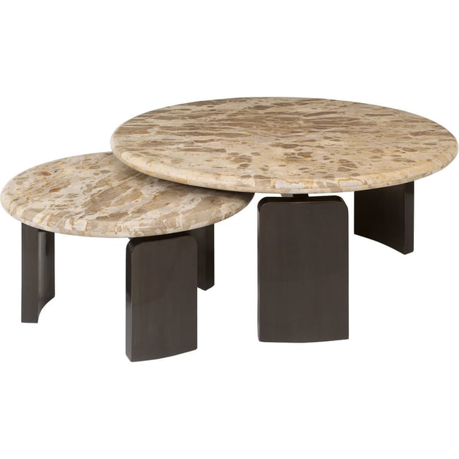 Tables basses gigognes en marbre, Lot de 2 Couleur bronze <span itemprop=