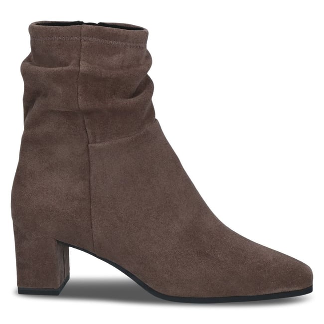 Bottine talon bloc marron cognac <span itemprop=