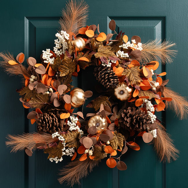 45cm Artificial Premium Wreath, brown              , SO'HOME