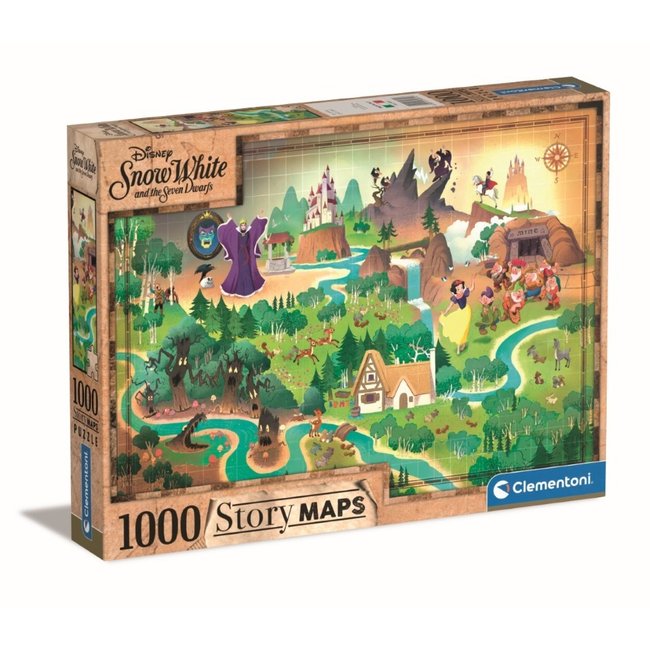 Disney maps - 1000 pièces - blanche-neige - CLEMENTONI