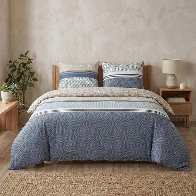 Parure de lit - Housse de couette Coton 57 fils multicolore <span itemprop=