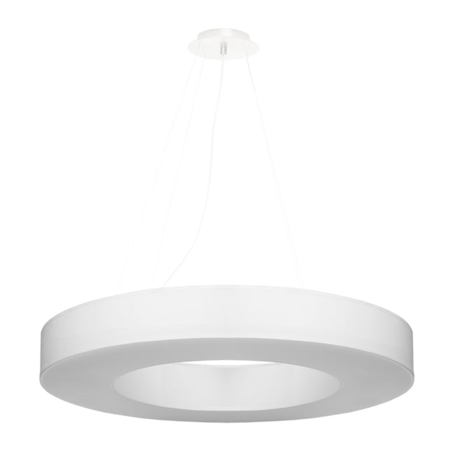 Suspension Tissu Blanc E27 6 Saturno Couleur blanc <span itemprop=