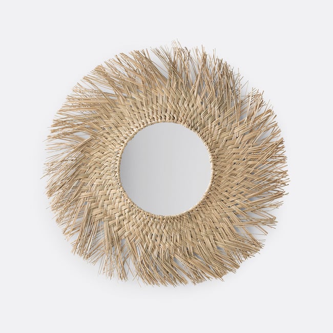 Lustro słomkowe Sunburst Loully o średnicy 70 cm naturalne LA REDOUTE INTERIEURS