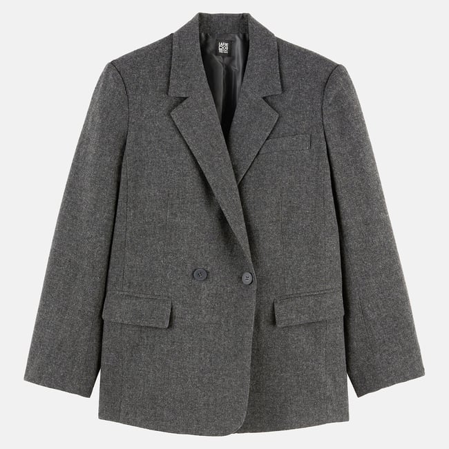 Marl Effect Oversized Blazer charcoal grey LA REDOUTE COLLECTIONS