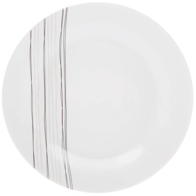 Lot de 6 assiettes plates en porcelaine LIGNES Couleur blanc <span itemprop=