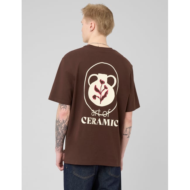 T-shirt imprimé devant/dos marron foncée <span itemprop=