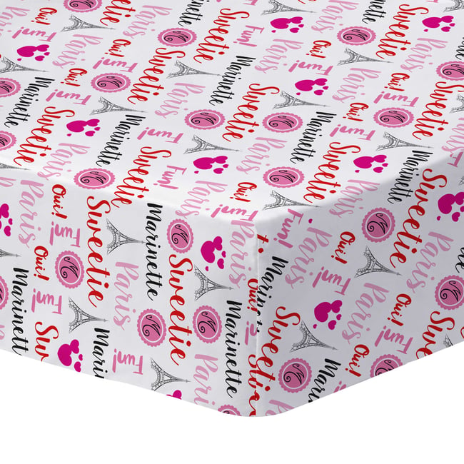 Drap-housse imprimé 100% coton, Ladybug HÉROÏNE rouge <span itemprop=
