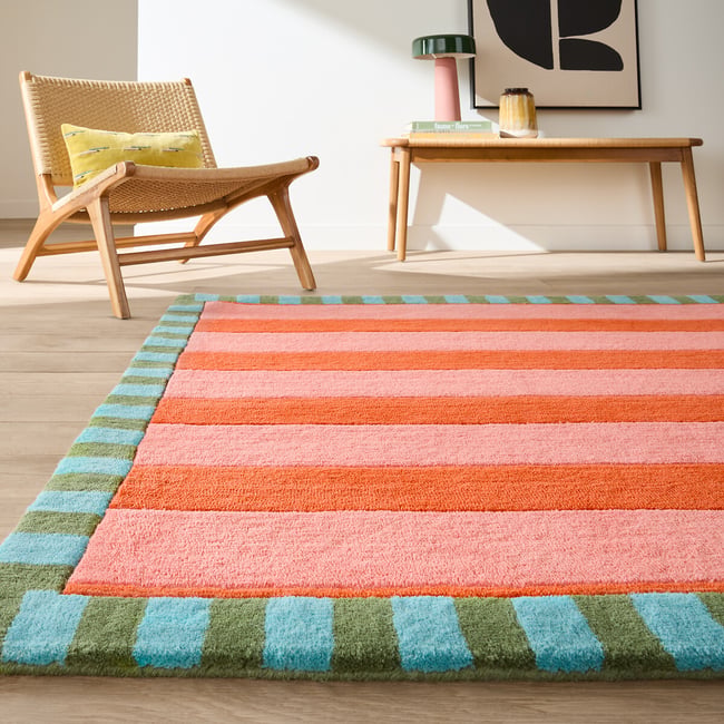 Tappeto in lana, motivo a righe, LOMASI rosa/blu LA REDOUTE INTERIEURS