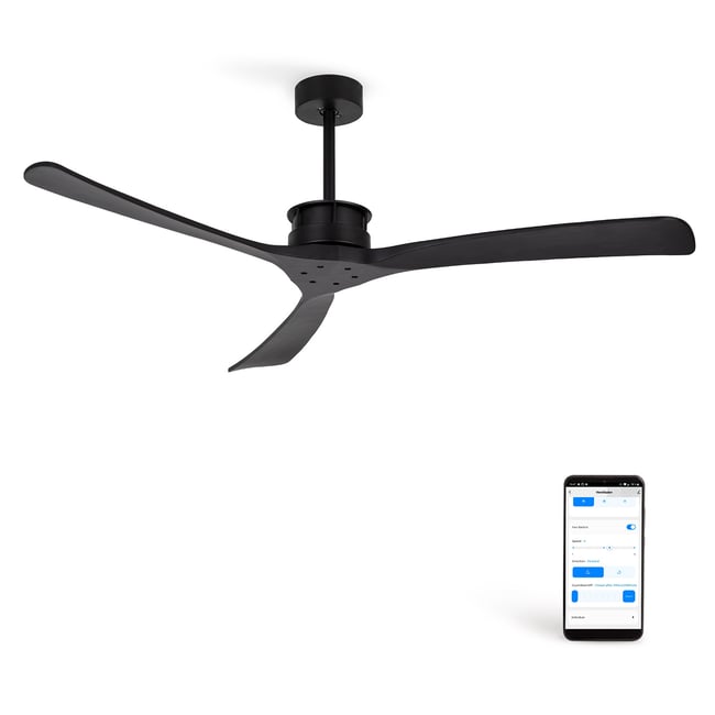 Ventilateur de plafond 40W sans lumière avec Wi-Fi WIND LARGE noir/noir <span itemprop=