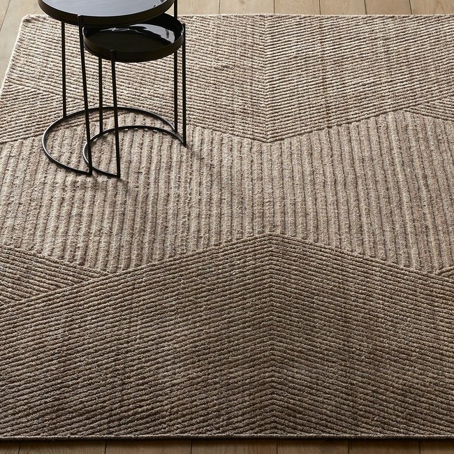 Tapis laine reliéfé, tissé main, Aitor Couleur naturel chiné <span itemprop=