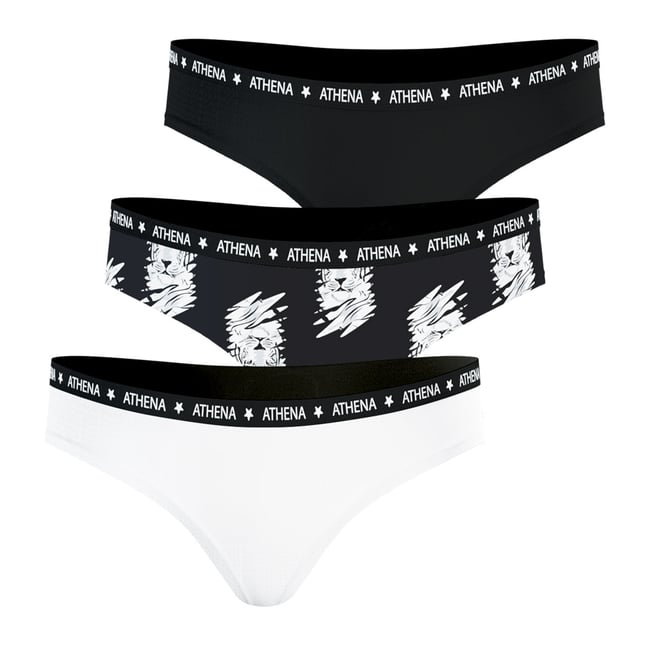 Slips, lot de 3, ecopack girl mode ivoire-noir <span itemprop=