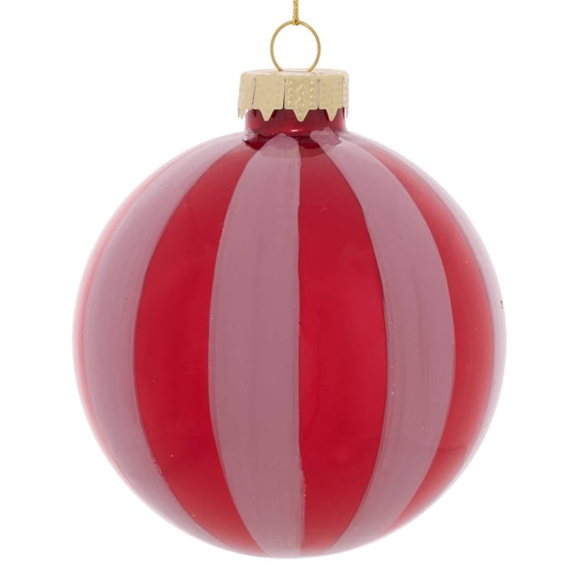 Boule de Noël en verre rayée bicolore D. 80 mm - FEERIC LIGHTS & CHRISTMAS
