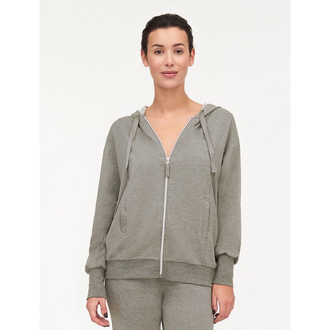 Mama Lounge Hoodie with Zip Fastening, grey marl, PASSIONATA
