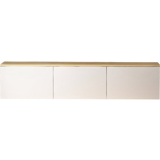 Meuble TV LED suspendu 3 portes - EIRA Couleur blanc & chêne <span itemprop=