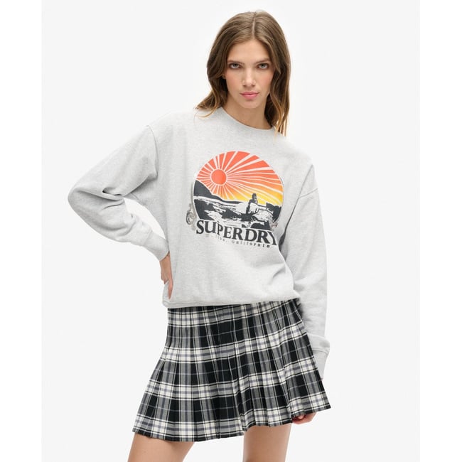 Sweat-shirt ample Travel Souvenir gris flocon chiné <span itemprop=