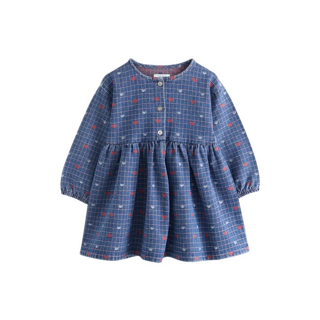 Robe en denim manches longues avec cœur jena bleu <span itemprop=